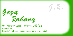 geza rohony business card